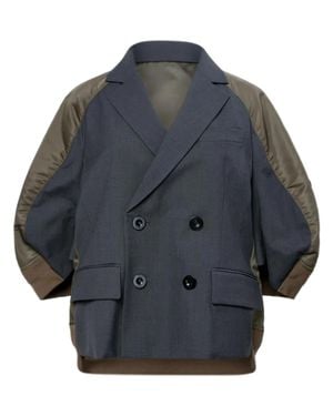 Sacai Double-Breasted Suited Nylon Twill Jacket - Gray