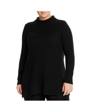 NIC+ZOE Plus Ribbed Side-Tie Turtleneck Sweater - Black