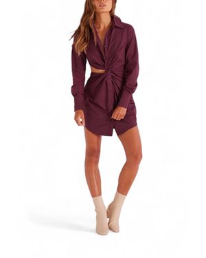MINKPINK Allegra Twisted Shirt Dress - Red