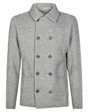 Manuel Ritz Double-Breasted Knit Jacket - Gray