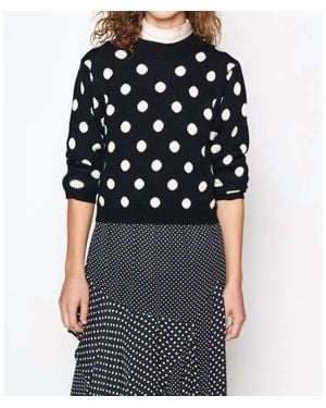 Joie Brettina B Polka Dot Wool Crew Neck Sweater - Black