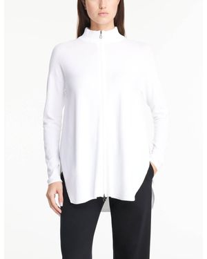 Sarah Pacini Lightweight Knit Long Full Zip Cardigan - White