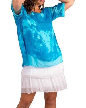 Gigi Moda Angel Watercolor Blouse - Blue