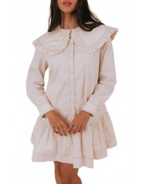 AUREUM Ava Ruffled Collar Mini Shirt Dress - Multicolor