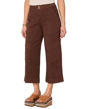 Democracy Double Button Utility Crop Pants - Brown