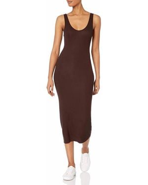 Enza Costa Silk Knit Tank Midi Dress - Black