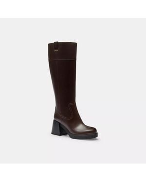 COACH Block Heel Tall Boot - Brown