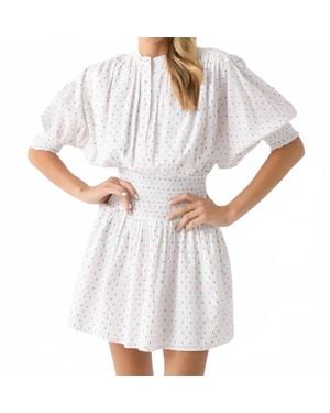 Never A Wallflower Smocked Waist Dress - White