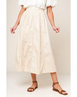 TRUEDAMES Layton Cream Woven Midi Skirt - Natural