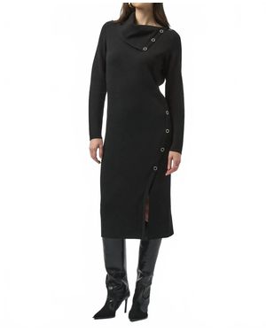 Joseph Ribkoff Grommet Detail Cowl Neck Midi Dress - Black