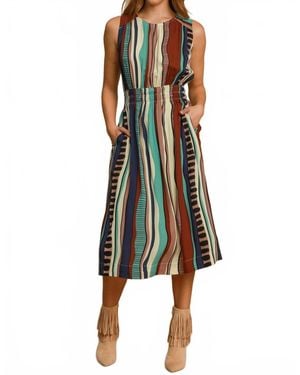 Umgee Abstract Print Midi Dress - Green