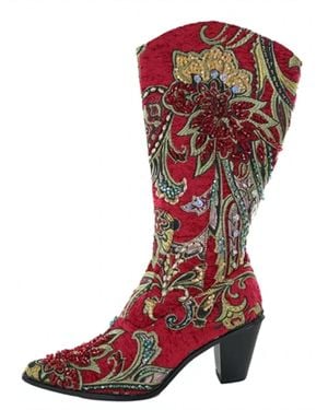 Helena Hart Crystal Embellished Boot - Red