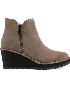 Easy Spirit Jayda Boots Taupe Suede Wedge Heel Ankle Bootie Lion136 - Brown