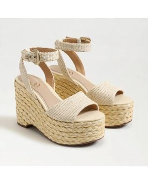 Sam Edelman April J0164F1250 Sandals Ivory Wedge Espadrille Htat1020 - Metallic