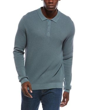 Onia Textured Knit Long Sleeve Polo Shirt - Blue