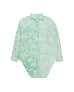 Edward Cuming Printed And Bleached Floral Blouse - Green