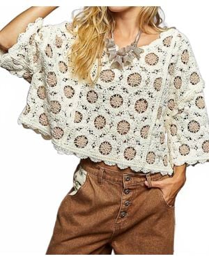 Pol Floral Crochet Top - Natural