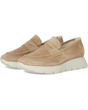 Paul Green Alexa Flat Grain Soft Suede Platform Loafers Ver1567 - Natural