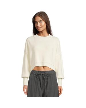 Free People Easy Street Sweater Ivory Ribbed Knit Cropped Gbo1328 - White