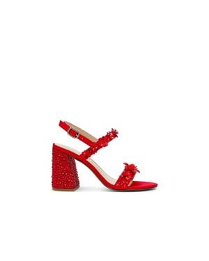 Betsey Johnson Drue Metallic Rhinestone Embellished Dress Sandals - Red
