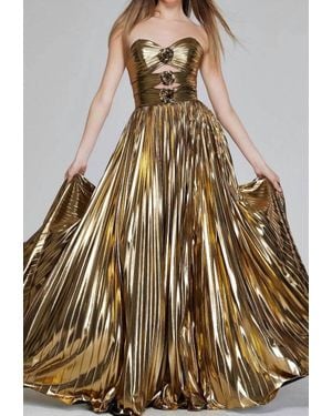 Jovani Metallic Cutout Evening Gown - Brown