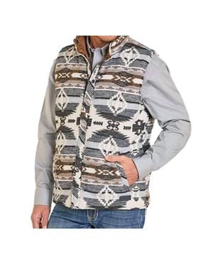 Rock & Roll Denim Cowboy Reversible Aztec Vest - Gray