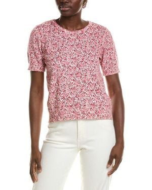 1.STATE Floral Print Crewneck Top - Red