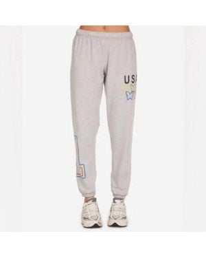 Lauren Moshi Tanzy Usa Butterflies Jogger Sweatpants - Gray