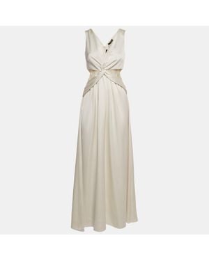 Ramy Brook Ivory Satin Cut-Out Irene Dress - Natural
