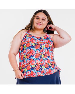 Calypsa Plus Maya Tankini Swim Top With Built-In Bra - Blue