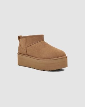 UGG Classic Ultra Mini Platform 1135092-Che Chestnut Suede Comfort Boots - Brown