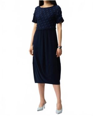 Joseph Ribkoff 3D Dot Jacquard Cocoon Dress - Blue