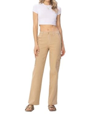Judy Blue Cargo Straight Leg Pants - Natural