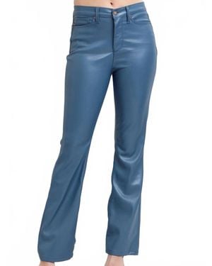 Judy Blue Faux Leather High Waisted Tummy Control Bootcut Pants - Blue