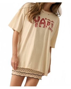 Promesa Y'All Cowboy Distressed Vintage-Wash Western Graphic Tee - Natural
