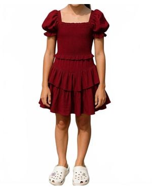 KatieJnyc Girl's Lainey Solid Dress - Red