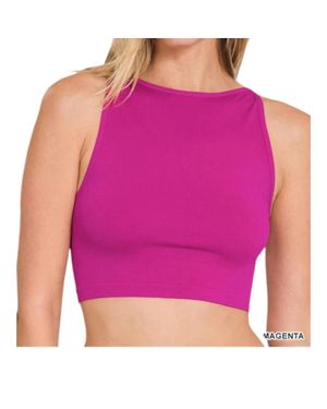Zenana Seamless Crop Top Bralette - Pink