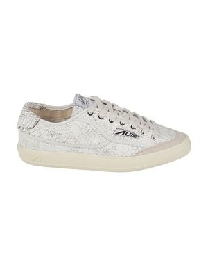 Autry Windscape Low Cracked Leather Sneakers - White