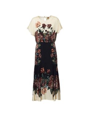 FARM Rio Floral Print Flowing Cream Maxi Dress - Black