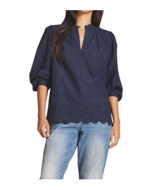Trovata Bailey V-Neck Blouse - Blue