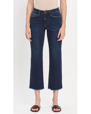 LOVERVET High Rise Frayed Bottom Straight Jeans - Blue