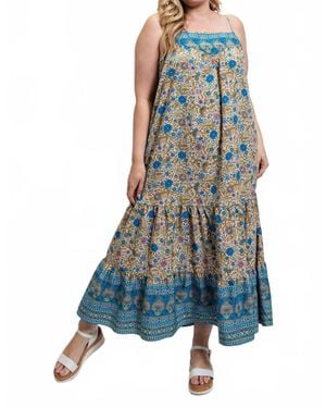 Gigio Boho Beauty Floral Aztec Maxi Dress - Blue