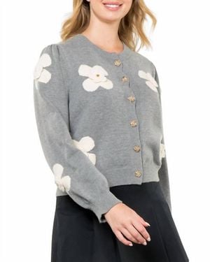 Thml Flower Knit Cardigan - Gray