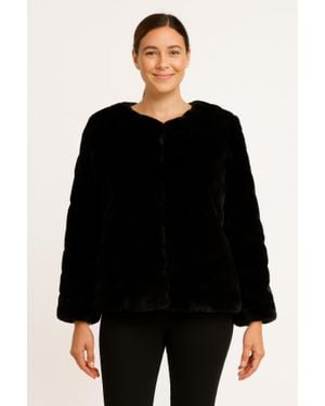 TRUEDAMES Midnight Luxe Faux Fur Jacket - Black