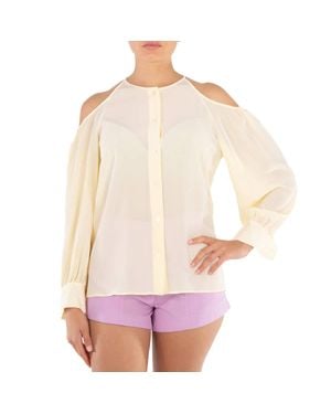Stella McCartney Ladies Off Shoulder Silk Blouse - Yellow