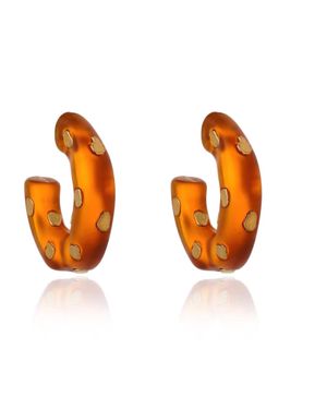 Nádia Gimenes Spot Half Hoop Earring - Orange