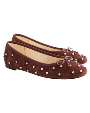 J.Crew J. Crew Suede Round Toe Andi Ballet W Studs Warmed Walnut Us W9 Cm926 - Brown