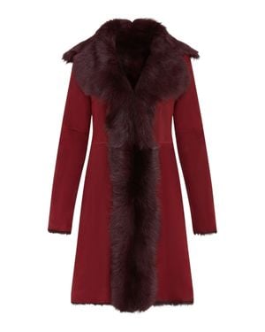 Infinity Leather Burgundy Toscana Sheepskin Suede Trench Coat-Tbilisi - Red