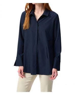 Joseph Ribkoff Button-Down Split Cuff Blouse - Blue