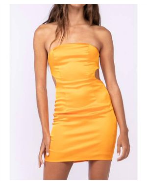 Cason Couture The Lyla Satin Strapless Cutout Ruched Mini Dress - Orange